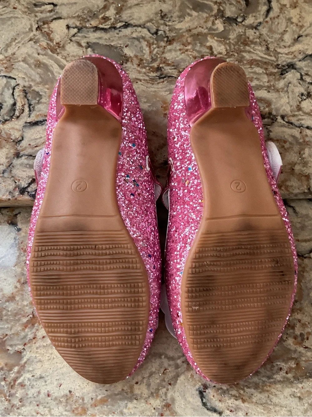 Girls' Pink Glitter Bow Mary Jane Kids Shoes size 2
